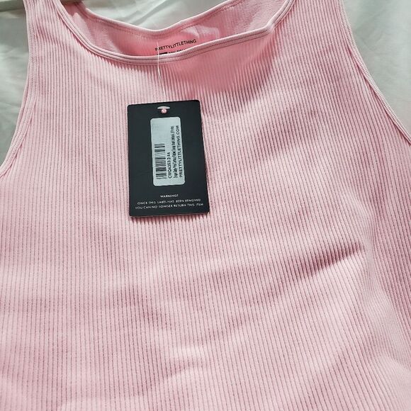 Pretty Little Thing Shape Baby Pink Contour Ribbed Scoop Neck Unitard Size Large - Picture 6 of 13